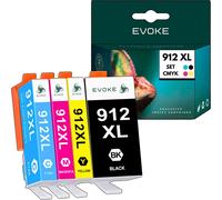 4x cartouches d'impression Cartouche d'encre pour HP 912 XL | Jeu noir + couleur | Remplacement pour 8010 8012e 8013 8014 8014e 8020 8022e 8024e 8025e