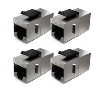4x CAT6a Keystone Module Câble de Raccordement Couplage Connecteur Blindé 2x Prise RJ45 Réseau Panneau de Brassage Support Keystone Extension