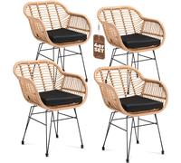 4x Chaise de jardin polyrotin fauteuil extérieur résistant UV salon de jardin