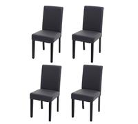 Mendler 4X Chaise de Salle à Manger Littau Similicuir Gris Mat Pieds foncés