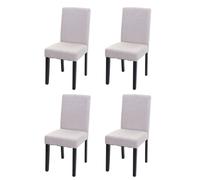 4x chaise de salle à manger chaise de cuisine Littau textile, beige crème, pieds foncés