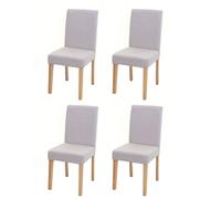 4x chaise de salle à manger chaise de cuisine Littau textile, crème-beige, pieds clairs