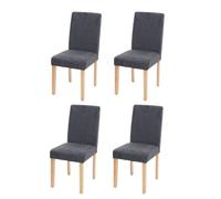 4x chaise de salle à manger chaise de cuisine Littau textile, gris anthracite, pieds clairs