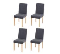 4x chaise de salle à manger chaise de cuisine Littau - textile gris anthracite pieds clairs