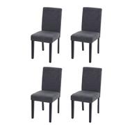 4x chaise de salle à manger chaise de cuisine Littau textile, gris anthracite, pieds foncés