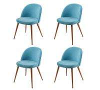 4x chaise de salle à manger HWC-D53, fauteuil, style rétro années 50, en velours bleu turquoise