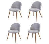4x chaise de salle à manger HWC-D53, fauteuil, style rétro années 50, en velours gris clair