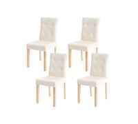 4x chaise de salle à manger HWC-E58, fauteuil similicuir crème, pieds clairs