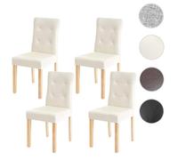 4x chaise de salle à manger HWC-E58 fauteuil ~ similicuir crème pieds clairs