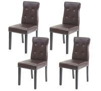 4x chaise de salle à manger HWC-E58, fauteuil similicuir marron, pieds foncés