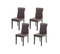 4x chaise de salle à manger HWC-E58, fauteuil similicuir marron, pieds foncés