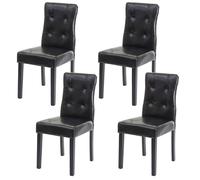 4x chaise de salle à manger HWC-E58, fauteuil - similicuir noir, pieds foncés