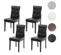 4x chaise de salle à manger HWC-E58 fauteuil ~ similicuir noir pieds foncés