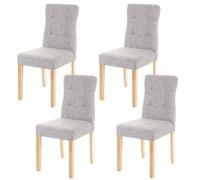 4x chaise de salle à manger HWC-E58, fauteuil tissu gris, pieds clairs