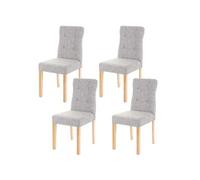 Mendler Chaise de salle à manger HWC-E58 – Fauteuil tissu gris, pieds clairs, lot de 4