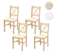 Mendler Lot 4 chaises salle à manger HWC-F77 - Bois massif pin, rustique-cottage, lasure marron