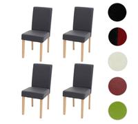 Mendler Chaise de salle à manger Littau – simili cuir gris mat, pieds clairs, lot de 4