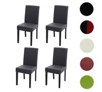 Mendler Chaise de salle à manger Littau Similicuir gris mat Pieds foncés Lot de 4