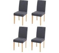 4x chaise de salle à manger Littau textile gris anthracite pieds clairs Gris G