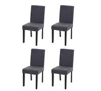 Mendler 4x chaise de salle à manger Littau – textile gris anthracite, pieds foncés