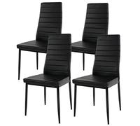 4x Chaise De Salle À Manger Lixa, Fauteuil Similicuir Noir Noir