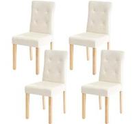 4x chaise de salle à manger HWC-E58, fauteuil similicuir crème, pieds clairs