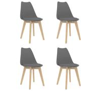 4x Chaise de Salle à Manger Plastique Gris Sièges Cuisine Dîner Repas vidaXL