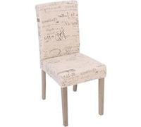4x Chaise De Séjour Littau, Fauteuil Tissu Avec Écriture, Crème, Pieds Couleur Chaîne Multicolore