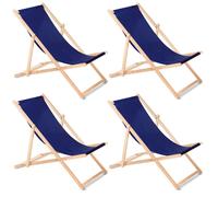 4x Chaise longue en bois de hêtre bleu marine