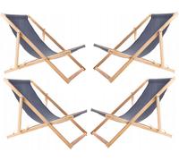4x chaise longue en bois de hêtre chaises longues confortables en bois gris idéal pour la plage, balcon, terrasse