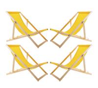 4x Chaise longue Woodok en bois de hêtre jaune