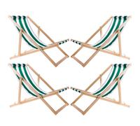 4x Chaise longue Woodok en bois de hêtre rayures vertes