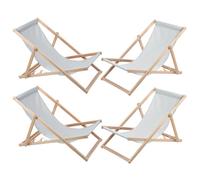 4x Chaise longue Woodok en hêtre Gris clair