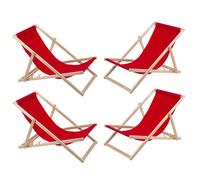 4x Chaise longue Woodok en hêtre rouge