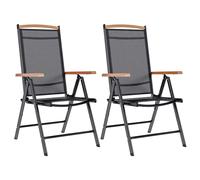 vidaXL Chaises de jardin pliables 2 pcs aluminium et textilène noir 41732