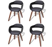 4x Chaise Salle à Manger Bois Cintré Cuir Artificiel Chaises de Cuisine vidaXL