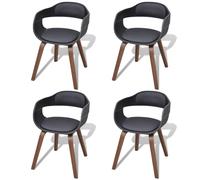 4x Chaise Salle à Manger Bois Cintré Cuir Artificiel Chaises de Cuisine vidaXL