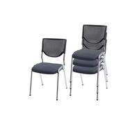 4x chaise visiteur T401 tissu textile siége gris foncé pieds chromés