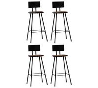 4x Chaises de Bar Bois Massif de Récupération Marron Foncé Tabouret vidaXL