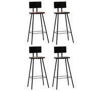 4x Chaises de Bar Bois Massif de Récupération Multicolore Tabouret vidaXL