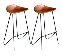 4x Chaises de Bar Cuir Véritable Siège Tabouret de Bistro Cuisine vidaXL