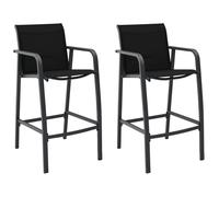 4x Chaises de Bar de Jardin Gris Textilène Siège Comptoir Balcon Patio vidaXL