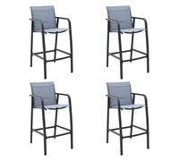 4x Chaises de Bar de Jardin Gris Textilène Siège Comptoir Balcon Patio vidaXL