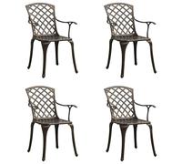 4x Chaises de Jardin Aluminium Coulé Noir Fauteuils Salle à Manger vidaXL