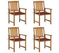 4x Chaises de Jardin avec Coussins Bois d'Acacia Massif Extérieur vidaXL