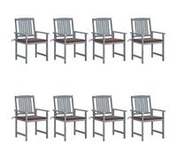 4x Chaises de Jardin avec Coussins Sièges de Patio Chaises de Terrasse Sièges d'Extérieur Chaises de Plage Camping Gris Bois d'Acacia Massif