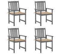 Vidaxl Chaises De Jardin Avec Coussins 4 Pcs Gris Bois D'acacia Massif Beige