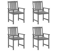 4x Chaises de Jardin avec Coussins Gris Bois d'Acacia Massif Extérieur vidaXL