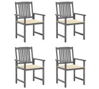 4x Chaises de Jardin avec Coussins Gris Bois d'Acacia Massif Extérieur vidaXL