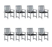 Vidaxl Chaises De Jardin Et Coussins Lot De 4 Gris Bois Acacia Massif